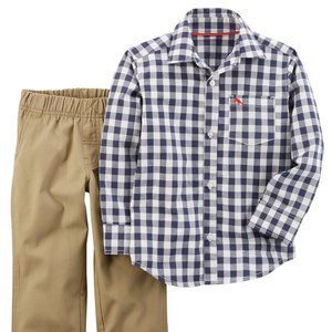 Carters Plaid Shirt and Khaki Pants Outfit